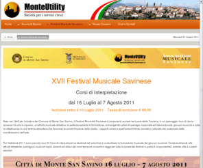 festivalmusicalesavinese.net: Pagina in Costruzione....
Società di servizi civici per il comune di Monte San Savino - Arezzo. Scuola di Musica Comunale "U. Cappetti". Teatro Verdi. Festival Musicale Savinese. Ufficio Informazioni Turistiche.