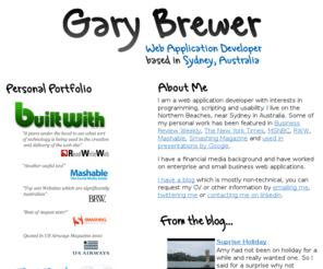 garybrewer.com: Gary Brewer - Web Application Developer Sydney Australia
