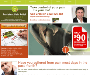 pain-relief-education.com: Persistent Pain Relief Australia
Persistent Pain Relief Australia. Educational seminars on the Sunshine Coast to help you take control of your pain
...it's your life!