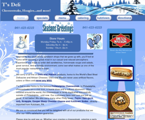 tsdeli.com: Home
T's Deli is a deli  in North Port, Fl. We sell famous Philadelphia cheesesteaks, hoagies and subs.T's Deli carries Kutztown soda and other Philadelphia favorites. T's Deli proudly serves Dietz and Watson deli meats and cheeses. Check out our catering menu for all your party needs.