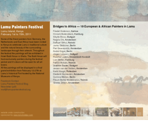 lamupaintersfestival.org: Lamu Painters Festival
Bridges to Africa ó 19 European & African Painters in Lamu