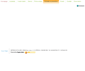 puliziemilano.net: Impresa di pulizie, facchinaggio, allestimenti - Milano, Lecco Coop. IL GIGLIO- Siti Premium
L'impresa di pulizie e facchinaggio Cooperativa Il Giglio, offre i propri servizi in tutto il nord Italia, si occupa di pulizie civili e industriali, facchinaggio e allestimenti.
