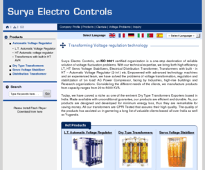 suryamawa.com: Voltage Stabilizers,Electrical Distribution Transformer,Dry Type Transformers Exporters
Voltage Stabilizers manufacturers - Surya Electro Controls exporters, suppliers of Electrical Distribution Transformer india, indian Voltage Stabilizers,Dry Type Transformers manufacturer, wholesale Electrical Distribution Transformer suppliers, Voltage Stabilizers, Electrical Distribution Transformer, Dry Type Transformers