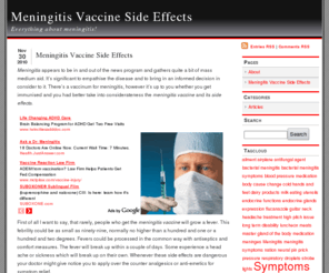 meningitisvaccinesideeffects.com: Meningitis Vaccine Side Effects
Website contains detailed information related to meningitis vaccine side effects.