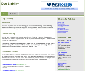 dogliability.co.uk: Dog Liability
Find information and advice on Dog Liability.  Brought to you by DogLiability.co.uk