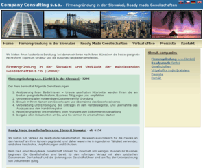 company-consulting.at: Firmengründung in der Slowakei - Bratislava, Ready made Gesellschaften | Company Consulting s.r.o.
Company Consulting s.r.o. | Firmengründung in der Slowakei, Bratislava, Pressburg, s.r.o., sro, GmbH, Ready made Gesellschaften