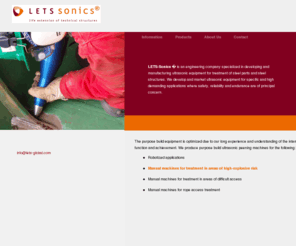 lets-sonic.com: LETS SONICS
LETS-Sonics is an engineering company specialized in developing and manufacturing ultrasonic equipment for treatment of steel parts and steel structures.