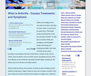 whatisarthritis.co.uk: What is Arthritis - Causes Treatments and Symptoms
Arthritis is the swelling of one or more joints in the body.Rheumatoid arthritis and osteoarthritis are the two main types of arthritis.
