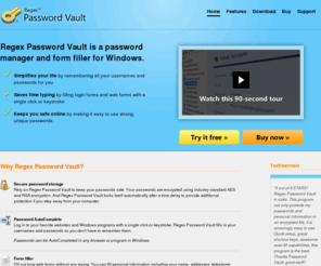 pvault.com: Regex Password Vault - Password manager and form filler for Windows
Regex Password Vault securely stores your usernames and passwords in an encrypted database, logs you into any website with a single click or keystroke, and fills out long web forms without any typing.