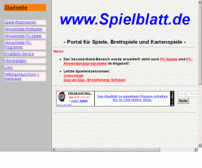 spielblatt.de: Gesellschaftsspiele - Brettspiele - Kartenspiele. Das Spiele-Portal!
Portal für Gesellschaftsspiele, Brettspiele und Kartenspiele