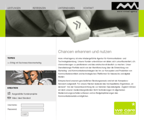 strandbaeder.org: Home: more virtual agency [mva] Bonn
Unser Dienstleistungs-Portfolio reicht von der Marktforschung über die Entwicklung von Marketing- und Kommunikationsstrategien bis hin zur Konzeption und Produktion von Kommunikationsmitteln und tech. Plattformen für klassische und digitale Medien.