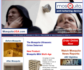 mosquitousa.com: The Mosquito Device USA - The Mosquito Deterrent
Ultrasonic Crime Deterrent - the Mosquito