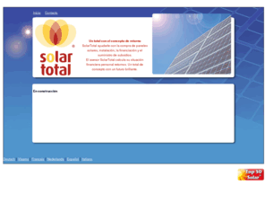 solartotal.es: SolarTotal España | La energía solar, a cambio Inversiones
Un total con el concepto de retorno, SolarTotal ayudarle con la compra de paneles solares, instalación, la financiación y el suministro de subsidios. El asesor SolarTotal calcula su situación financiera personal retornos. Un total de concepto con un futuro brillante.