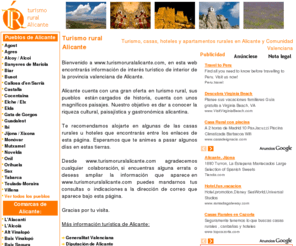 turismoruralalicante.com: Turismo rural Alicante
Información de turismo rural en Alicante. Casas rurales, hoteles y apartamentos.