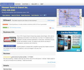 hassansandgravelinc.com: Hassan Sand & Gravel Inc | Rogers, MN 55374 | DexKnows.com™
Hassan Sand & Gravel Inc in Rogers, MN 55374. Find business information, reviews, maps, coupons, driving directions and more.