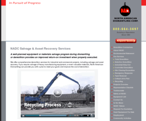 nadc-salvage.com: Equipment and material salvage and dismantling
Recycling and reclaimation tasks during dismantling or demolition such as segregating metals or crushing bricks can be done on site.