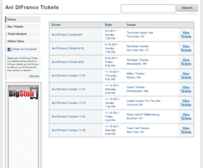 anidifrancotickets.org: AniDiFrancoTickets.org | Ani DiFranco Tickets
How to get Ani DiFranco tickets. Find cheap tickets, premium tickets, ticket auctions, and more.