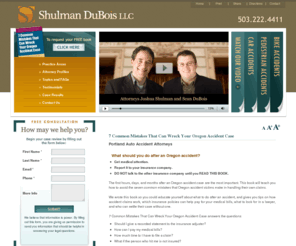 freelawbook.com: 7 Common Mistakes That Can Wreck Your Oregon Accident Case by Portland Personal Injury Lawyers
If you have been hurt in an accident in Oregon, contact a skilled Portland personal injury lawyer at Shulman DuBois LLC for a free consultation.