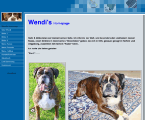 hartmut-lange.com: Wendi's Homepage
 Wendi's Boxer Hompage aus Enger (Westf.) und Umgebung, erstellt von Hartmut Lange