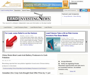 leadinvestingnews.com: Lead Investing News: Lead Price, Lead Investing, Lead Exploration & Development
Lead Investing News provides independent, unbiased Lead news on the Lead market, the Lead price and Lead stocks. We bring you Lead investing news so you can buy the best Lead stocks.