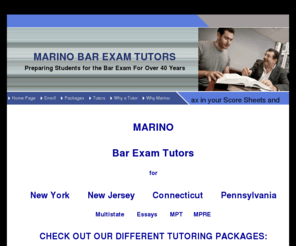 nybartutor.org: Marino Home
Bar Exam Tutors for New York, New Jersey, Connecticut and Pennsylvania. Emily Marino will personally work with you in the selection of a trained, professional bar exam tutor. Some tutors have more than 30 years of experience.