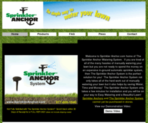 sprinkleranchor.com: Sprinkler Anchor - Home
US Product Solutions, Inc. manufactures the patented in ground Sprinkler Anchor for the many different types of sprinkler spikes that are on the market. Because each anchor is permanent in ground, it makes watering your lawn very simple.   