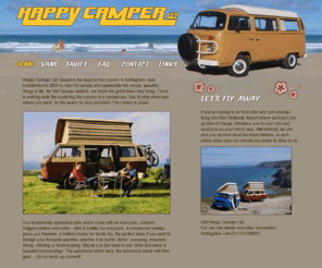 happycamper.ltd.uk: VW Camper Van Hire with Happy Camper Ltd - Nottingham & Cornwall, UK
Happy Camper Ltd, VW campervan hire company, with bases in Nottingham, Midlands, UK; and Cornwall, the West Country. For all your campervan and outdoor equipment rentals.