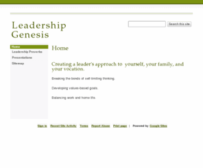 leadershipgenesis.net: Leadership Genesis
Creating the desire and motivation for the reticent to grow into leadership