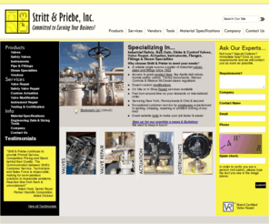 strittandpriebe.com: Valves, Pipes, Fittings: Kunkle : Safety Relief Valves : Valve Repairs :: Stritt & Priebe
Stritt and Priebe, supplier of valves, controls, instruments, pipes and fittings, from Kunkle, Taylor, Conbraco, Nibco, Newco, Neway, Apollo, Warren, Trerice, Stockham. All Valve Repair.