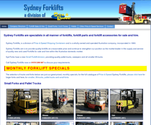 sydneyforklifts.com.au: Sydney Forklifts - Sydney Forklifts are specialists in all manner of forklifts, forklift parts and forklift accessories for sale and hire.
Sydney Forklifts are specialists in all manner of forklifts, forklift parts and forklift accessories for sale and hire.