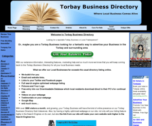 torbaylocalbusiness.info: Torbay Business Directory -  | Torbay Businesses | Torquay Directory
Advertise your Torbay business in our local Torbay business directory. Find local Torbay tradesmen and businesses here. Free online marketing tips and so much more here