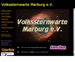 volkssternwarte.com: Volkssternwarte Marburg e.V.
Alle Informationen zur Volkssternwarte Marburg e.V. und Allgemeines zur Astronomie