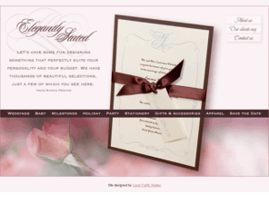 elegantlystated.com: Elegantly Stated
An elegantly stated selection of upscale and unique wedding invitations, birth announcements and favors. Call 732-536-1220 for a free consultation. In Monmouth County, NJ.