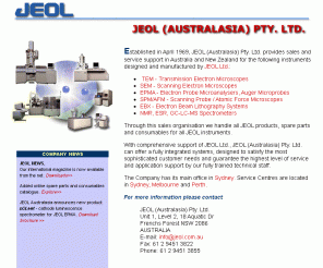 jeol.com.au: JEOL Australia
JEOL Australasia provides high quality state of the art scientific machinery. 