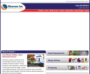 mnmezzanines.com: Conveyors, Conveyor Systems, Hoists, Cranes, Mezzanines, Material Handling from Skarnes Inc. serving Minnesota, North Dakota, South Dakota, Iowa and Wisconsin
Conveyor systems, conveyors, hoists, cranes, mezzanines and other material handling equipment from Skarnes Inc., based in Plymouth, Minnesota. Skarnes has been providing its customers with workable solutions in material handling since 1923. With 75 years experience we pride ourselves in providing knowledgeable solutions for all your material handling needs.