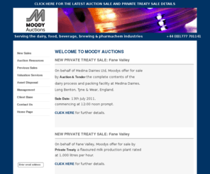 moodyauction.co.uk: Moody plc: serving the Dairy, Beverage, Liquid Food, Brewery and Healthcare industries
Moody Systems: process engineering, mechanical handling, used equipment and training for the Dairy, Beverage, Liquid Food, Brewery and Healthcare industries