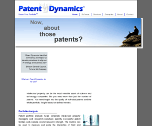 patentdynamics.com: Patent Dynamics: Patent Portfolio Analysis
Patent Dynamics uses defined metrics to analyze patent portfolios, rank patents, and discover patenting and technology trends for corporate executives, intellectual property managers, merger and acquisition professionals, and investors.