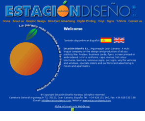 ednaranja.com: Estacin Diseo Arguineguin Gran Canaria graphic design flyers postersprinting business cards menus Canary Islands
Estacin Diseo Naranja S.L. Arguineguin for all graphics designs arts logos posters display units flyers t-shirts menus 
digital printing plotter DTP publishing signs vinyl marketing special orders car laminations laminate laminator lettering business cards mini card advertising in 
hotels and appartments in Gran Canaria Canary Islands Canaries Spain