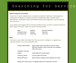 searchingforservice.com: Searching for Service?
Computer consulting and support in New York City.