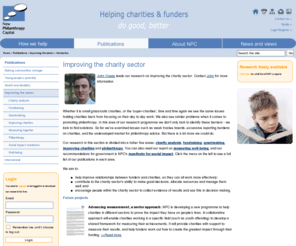 npctools.net: Publications | Improving the sector
New Philanthropy Capital (NPC) is a consultancy and think tank dedicated to helping funders and charities to achieve a greater impact.