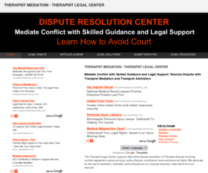 therapytalent.com: Therapist Mediation - Therapist Legal Center
Mediate Dispute with Skilled Guidance and Legal Support. Therapist Mediation - Therapist Arbitration. Learn about Therapist Legal Center. Find Therapist Lawyer, Therapist Mediator, Therapist Arbitrator, Therapist Paralegal, Therapist Ombudsman. 