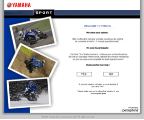 yamaharaptor.com: Yamaha Sport Home - Motorcycles, Sport ATVs, Snowmobiles.
Yamaha Sport Home, motorcycles, Sport ATVs, snowmobiles, scooters, super sport motorcycles, motocross bikes, off-road, performance, quality, sports.