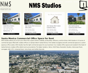 nms-studios.com: NMS Studios: Commercial Office and Production Space in Santa Monica, CA
NMS Studios has commercial office space for rent in Santa Monica, CA. Rent creative space for film production, sound recording, artist workshops and studios, and much more. Choose from many creative office spaces for rent in Santa Monica.
