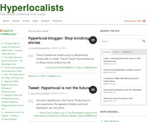 hyperlocalists.com: Hyperlocalists | The people powering local media
Hyperlocalists looks at community media and the people powering it. 