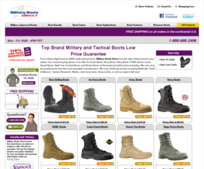 militarybootsdirect.com: Top Brand Combat Boots at Discount Prices - Free Shipping
www.MilitaryBootsDirect.com offers combat & tactical boots for training and ops applications. Shop Air Force boots, Army boots, USMC boots, tactical boots, sage green boots, tan desert boots, Gore-Tex Boots, uniform approved boots, womens boots, and more. MilitaryBootsDirect is your #1 choice with a Low Price Guarantee and Free Shipping.