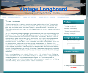 vintagelongboard.com: Vintage Longboard | Vintage Longboards & Vintage Surfing Clothing & Collectibles
Vintage Longboard provides surfers and collectors with vintage longboards, vintage surf clothing and collectibles.