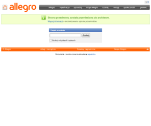 cbol.info: Allegro.pl - aukcje internetowe, bezpieczne zakupy
Allegro - największe aukcje internetowe, najniższe ceny! Kup i sprzedaj!