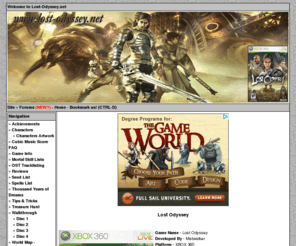lost-odyssey.net: Lost Odyssey - Lost Odyssey Fansite for XBOX 360 - http://www.lost-odyssey.net -
The unofficial fan site for Xbox 360 RPG Title Lost Odyssey.