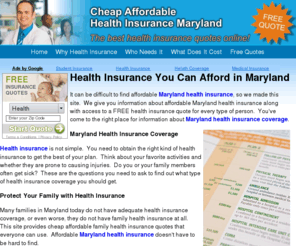 marylandcheapaffordablehealthinsurance.com: Health Insurance Maryland
Get cheap, affordable health insurance in Maryland!