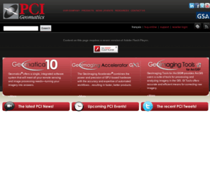 pcigeomatics.co.uk: PCI Geomatics - Geo-Imaging Products and Solutions
PCI Geomatics is a world leading developer of hardware/software systems for geo-imaging solutions. Since 1982, we have specialized in remote sensing, digital photogrammetry, spatial analysis, cartographic production, automated production systems, image management and on demand mapping solutions. PCI Geomatics? advanced hardware/software systems address a wide variety of industry applications including the environment, agriculture, security and intelligence, aerospace & defense, and satellite receiving stations. We have the expertise and know-how to turn images into useful information.